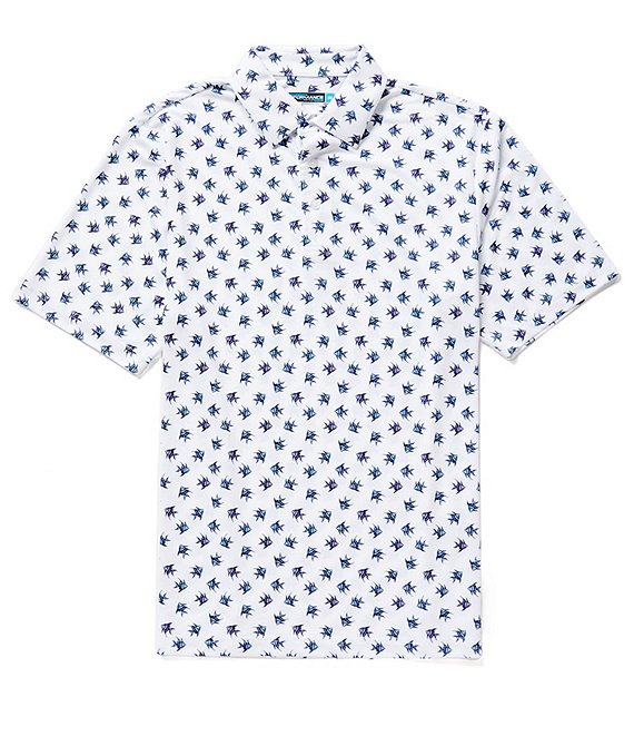 Roundtree & Yorke Performance Fish Print Short Sleeve Polo | Dillard's