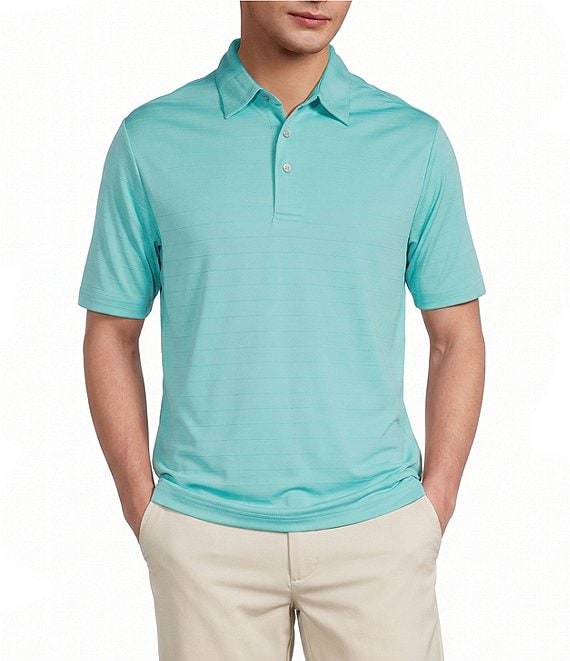 Roundtree & Yorke Performance Short Sleeve Stripe Jacquard Polo Shirt