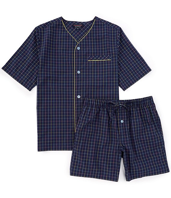 Roundtree & Yorke Plaid Pajama Shirt & Matching Pant 2-Piece Pajama Set ...