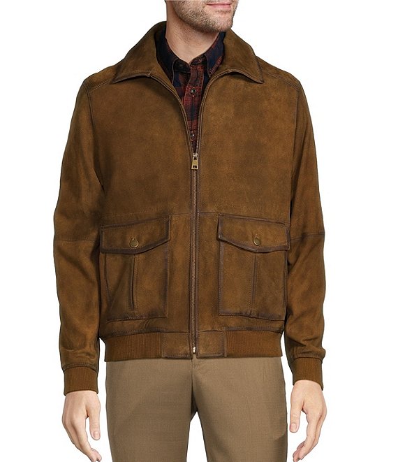Roundtree & Yorke Rugged Sueded Leather Bomber Jacket | Dillard's