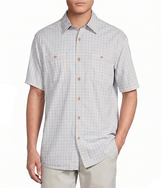 Roundtree & Yorke Short Sleeve Mini Plaid Sport Shirt