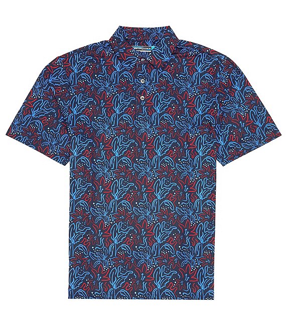 Roundtree & Yorke Short Sleeve Performance Floral Print Polo