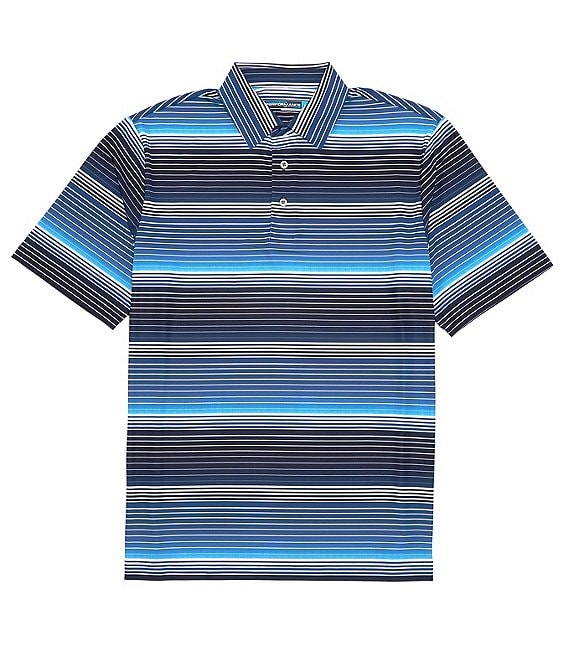 Roundtree & Yorke Short Sleeve Performance Multi Stripe Polo Shirt ...