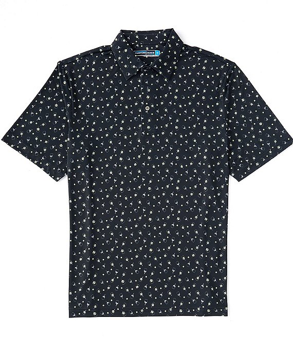 Roundtree & Yorke Short Sleeve Performance Shirt Pickleball Print Polo ...