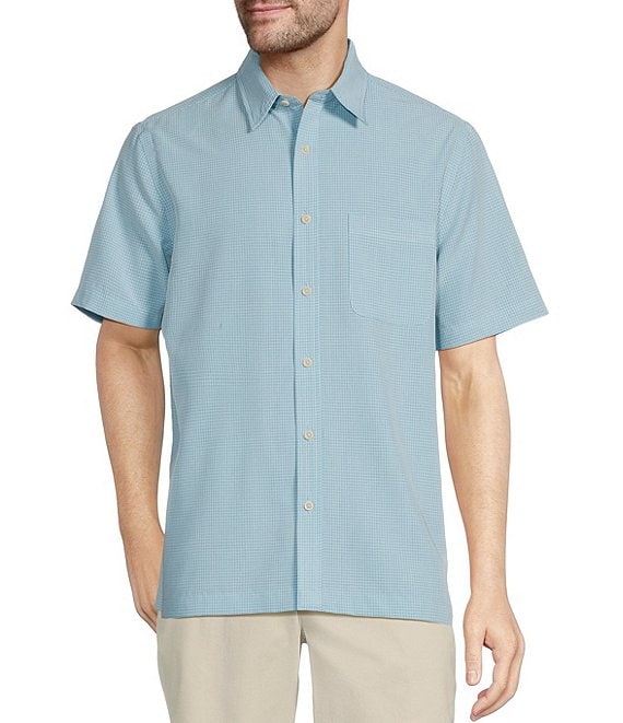 Roundtree & Yorke Short Sleeve Small Checked Polynosic Sport Shirt ...