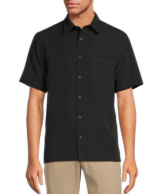 Roundtree & Yorke Short Sleeve Solid Jacquard Sport Shirt