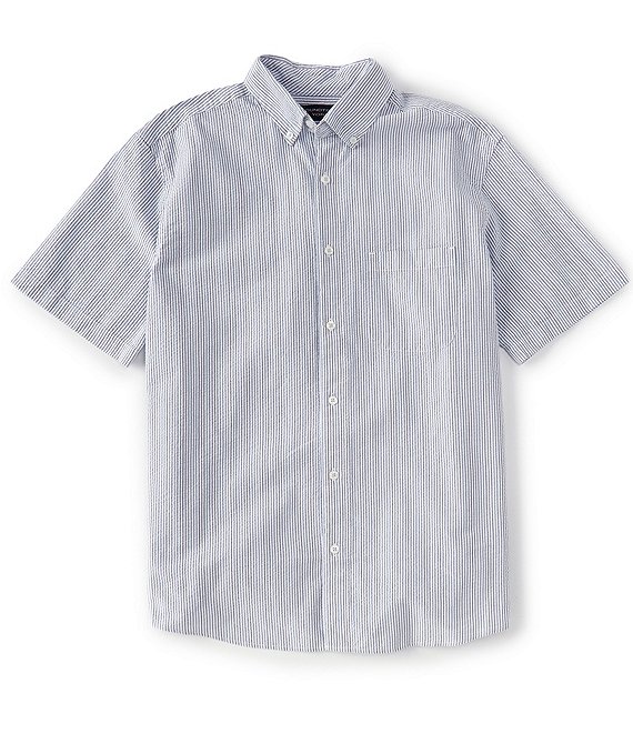 Roundtree & Yorke Short Sleeve Mini Striped Seersucker Sport Shirt ...