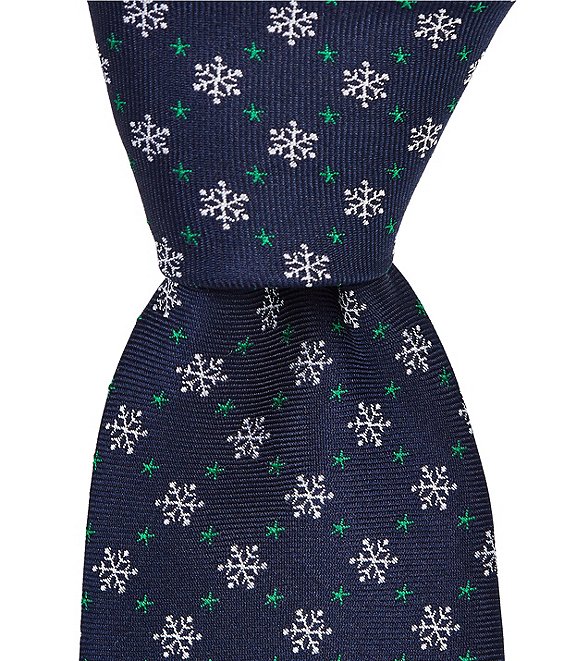 Roundtree & Yorke Snowflake Green Dot Silk Traditional Tie