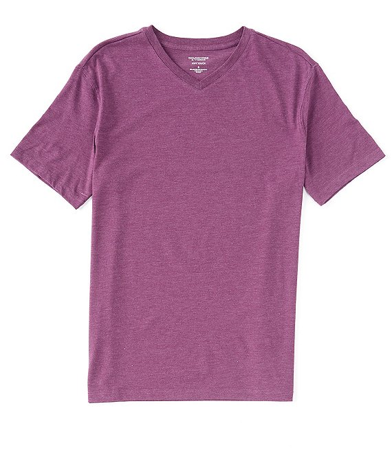 Color:Dark Purple Heather - Image 1 - Soft Washed Short Sleeve V-Neck Tee