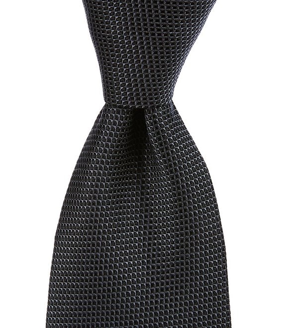 Roundtree & Yorke Solid 3 3/8#double; Woven Silk Tie, Black - Image 1