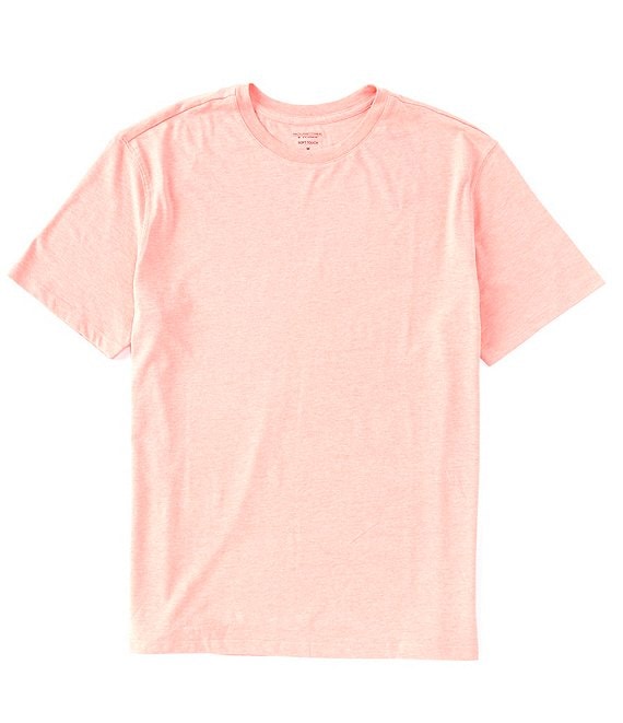Color:Coral Heather - Image 1 - Solid Soft Washed Short Sleeve Crew Neck Tee