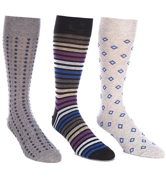 Roundtree & Yorke Stripes Dress Socks 3-Pack | Dillard's