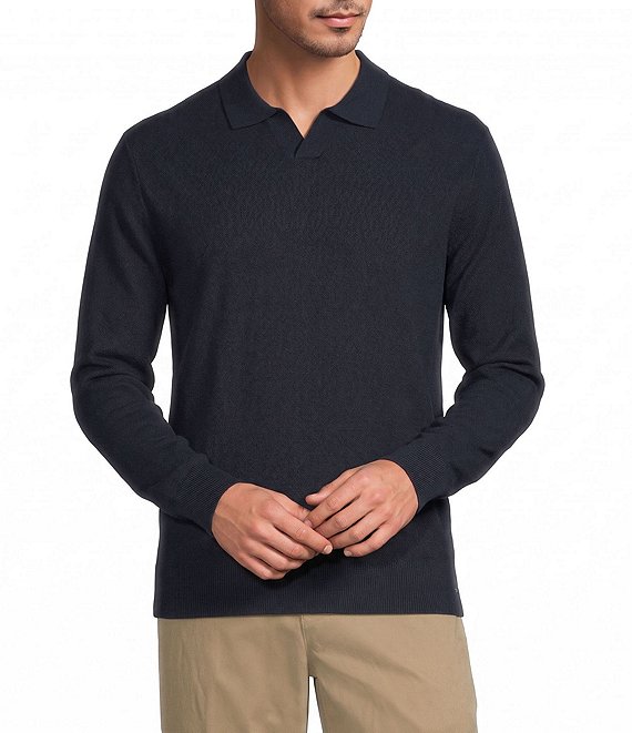 Roundtree & Yorke Textured Johnny Collar Sweater