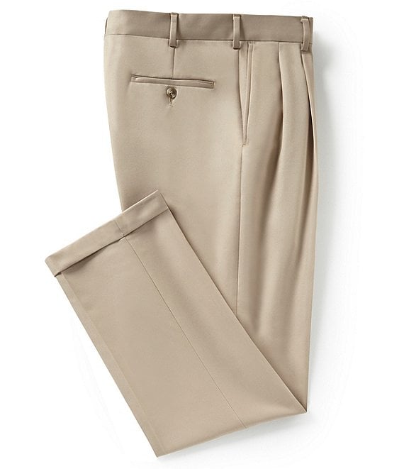 Color:Light Khaki - Image 1 - Travel Smart Non-Iron Ultimate Comfort Microfiber Pleated-Front Dress Pants