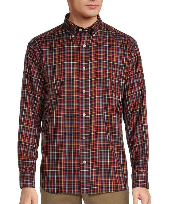 Roundtree & Yorke TravelSmart Classic Fit Easy Care Twill Large Plaid Sport  Shirt