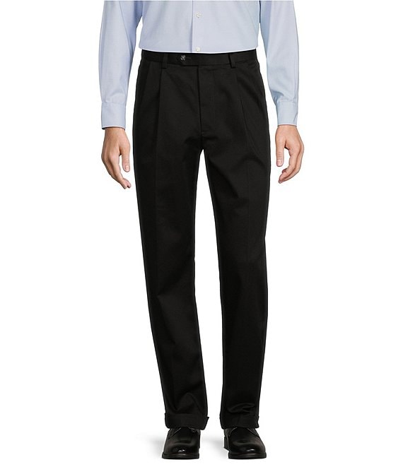 Color:Black - Image 1 - TravelSmart CoreComfort Big & Tall Non-Iron Pleated Classic Fit Chino Pants