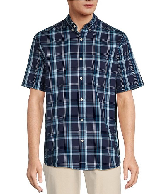 Roundtree & Yorke TravelSmart Short Sleeve Large Plaid Sport Shirt ...