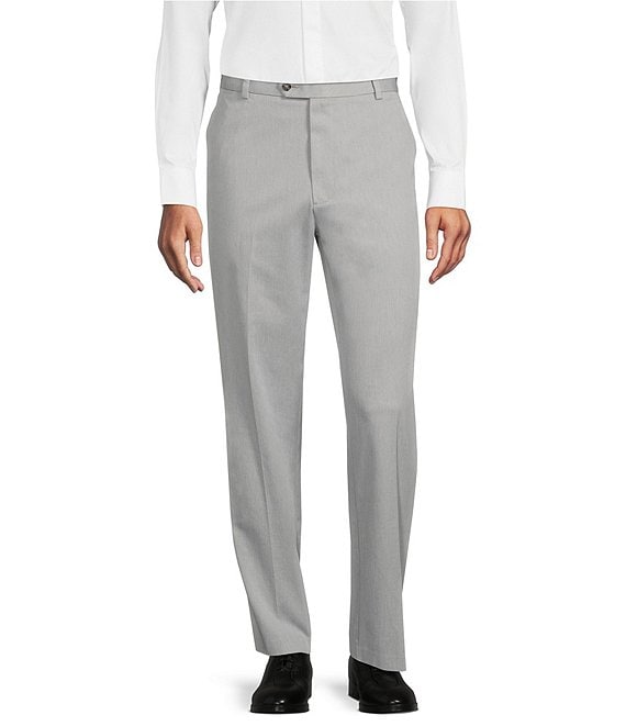 Color:Grey Heather - Image 1 - TravelSmart Ultimate Performance Classic Fit Flat Front Non-Iron Heathered Chino Pants