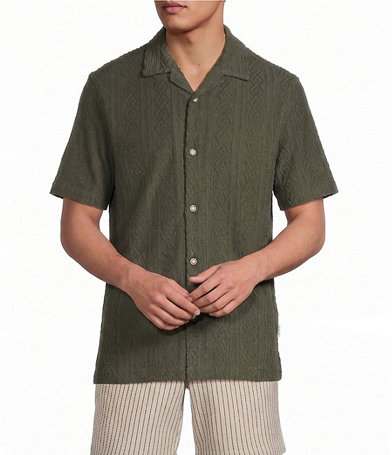 Rowm Big & Tall Short Sleeve Solid Terry Camp Shirt