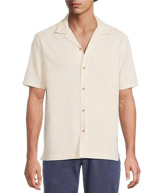 Rowm Big & Tall Short Sleeve Solid Textured Camp Shirt