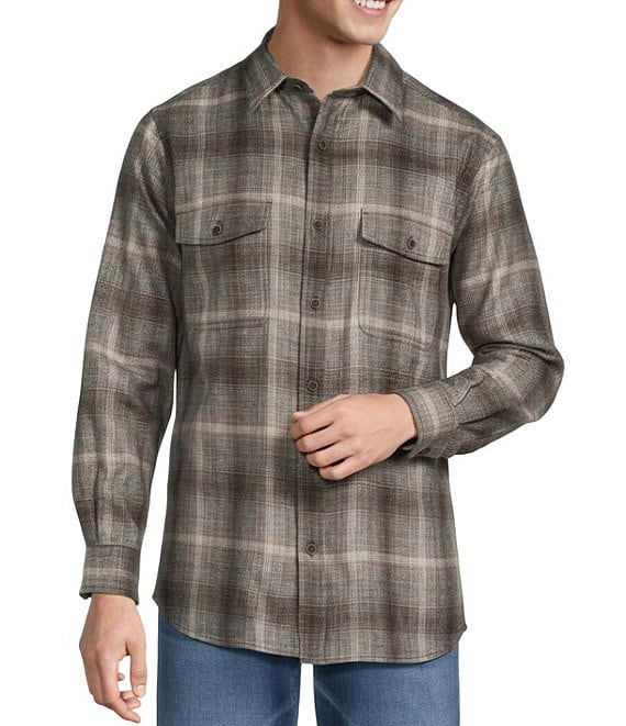 Rowm Long Sleeve 2 Pocket Jasper Medium Plaid Button Down Sport Shirt