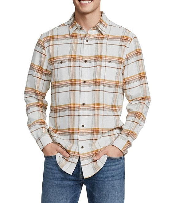 Rowm Long Sleeve 2 Pocket Slub Medium Plaid Button Down Sport Shirt