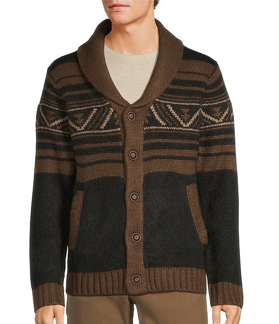 Rowm Nomad Collection Long Sleeve Jacquard Cardigan Sweater