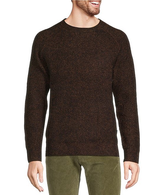 Color:Brown - Image 1 - Nomad Collection Long Sleeve Plaited Solid Crewneck Sweater
