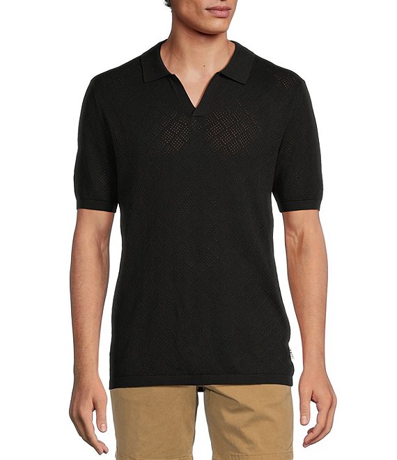 Rowm Outsider's Oasis Short Sleeve Solid Button Front Sweater Knit Shirt