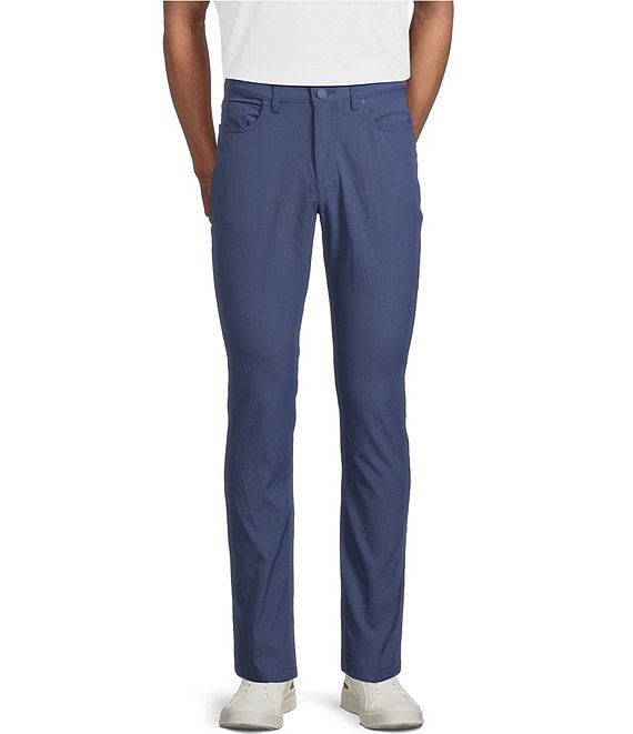 Rowm Rec + Relax Performance Flat Front Solid 5-Pocket Pants, Blue - Image 1