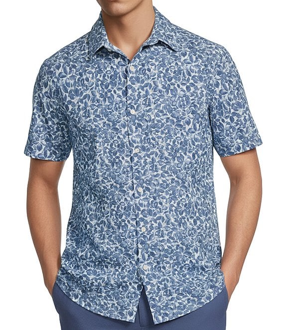 Rowm Rec + Relax Short Sleeve Performance Medium Floral Print Shirt