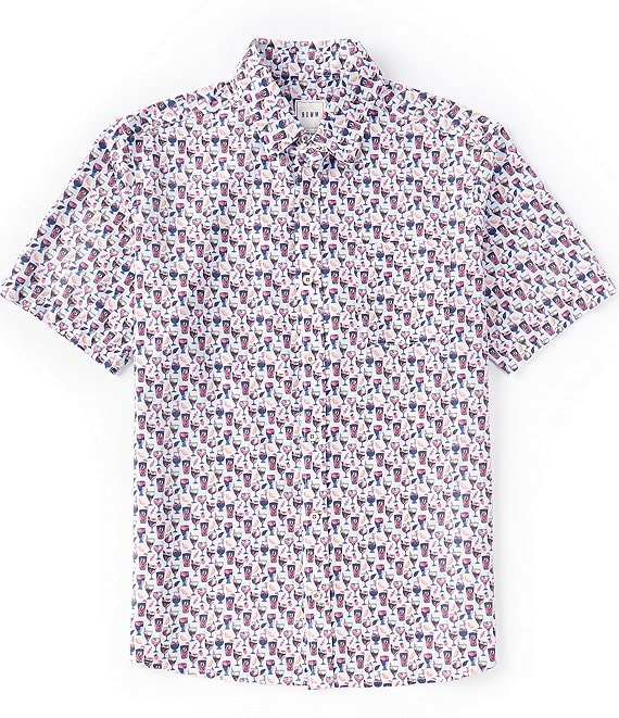 Rowm Short Sleeve Performance Cocktail Print Point Collar Shirt | Dillard's
