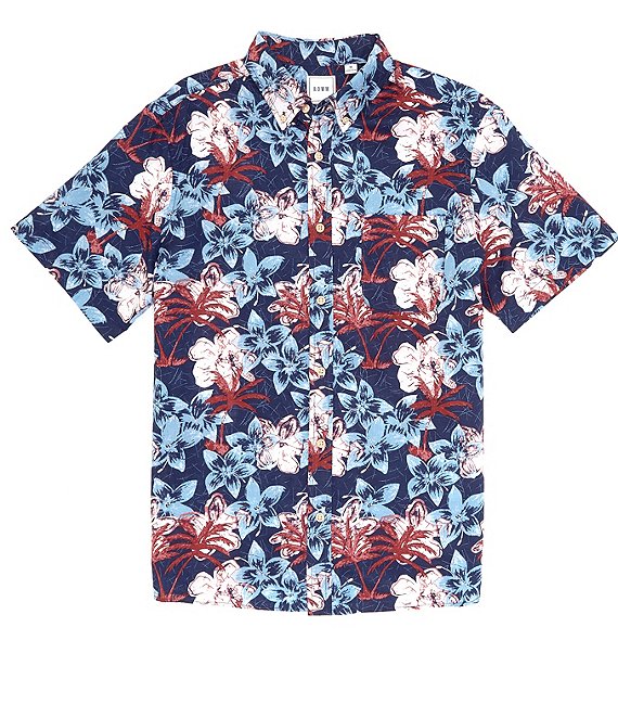 Rowm Short Sleeve Slub Print Button-Front Shirt | Dillard's