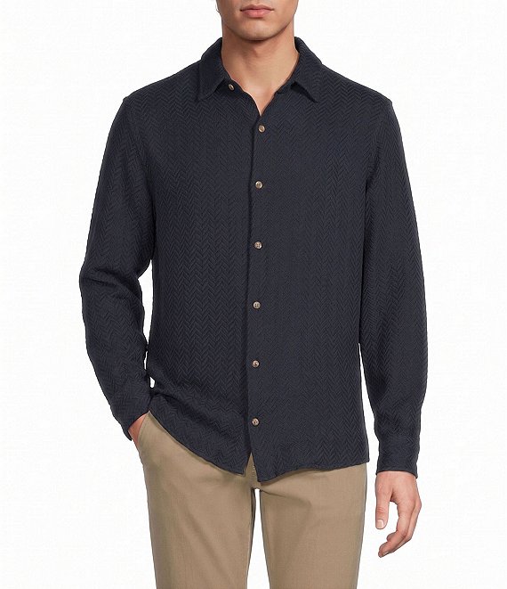 Rowm Solid Herringbone Woven Shirt
