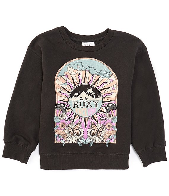 Roxy Big Girls 7 16 Long Sleeve Promo Oversized Fleece Graphic Sweatshirt