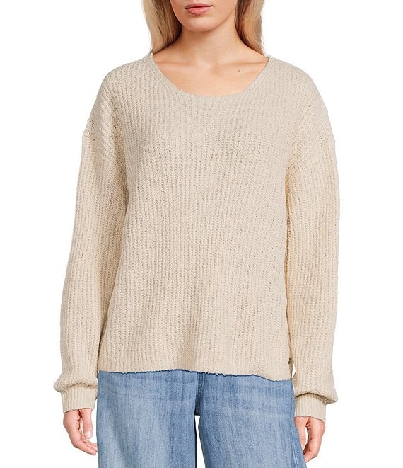Roxy Bombay Long Sleeve Textured Plush Boucle Yarn Sweater