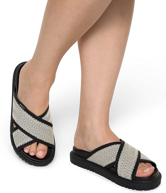 Roxy Capri Raffia Cross Band Slide Sandals | Dillard's