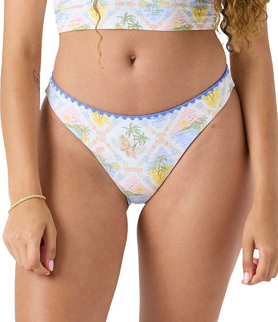 Roxy Catch My Drift Printed Moderate Coverage Hipster Swim Bottoms