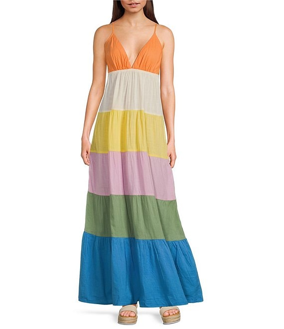Roxy Honolulo Glow Color Block Sleeveless Maxi Dress, Multi - Image 1