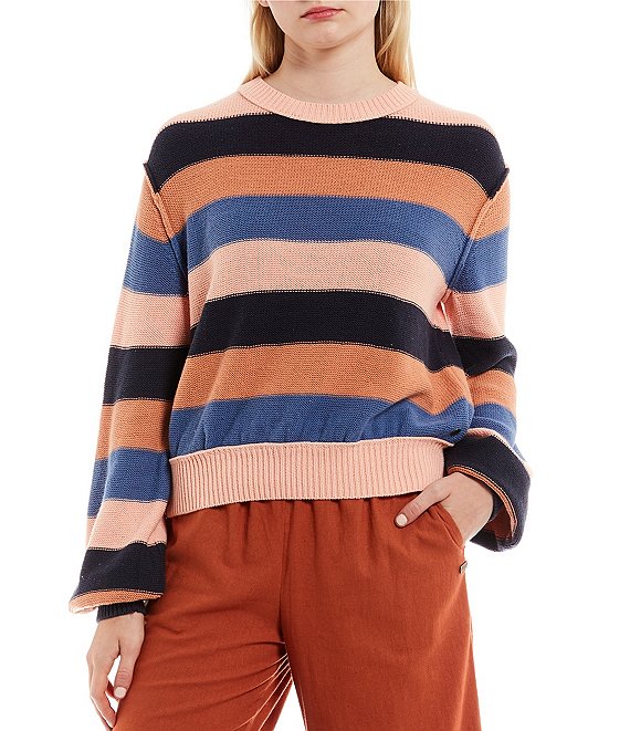 Color:Mood Indigo - Image 1 - Loft Music Stripe Long Sleeve Sweater