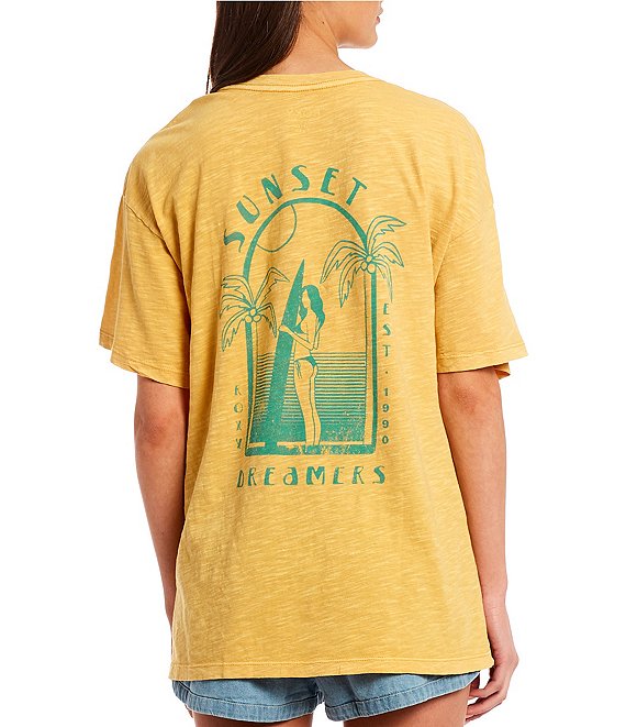 Color:Ochre - Image 1 - Surfing Babe Short Sleeve Graphic Tee