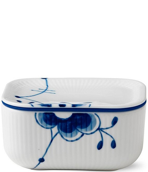 Royal Copenhagen Blue Fluted Floral Pattern Porcelain Mega Butter Jar with Lid,Specials : American Fashion Style Bags On Sale
