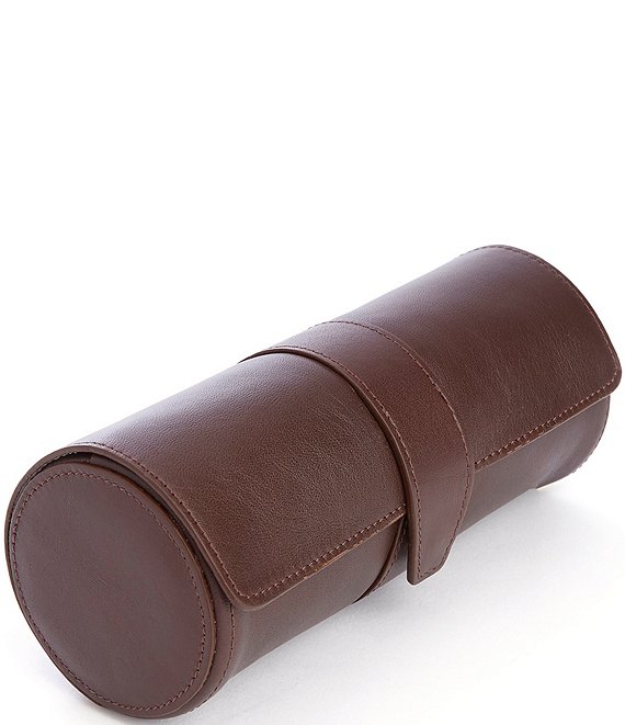 Color:Brown - Image 1 - Deluxe Leather Watch Roll