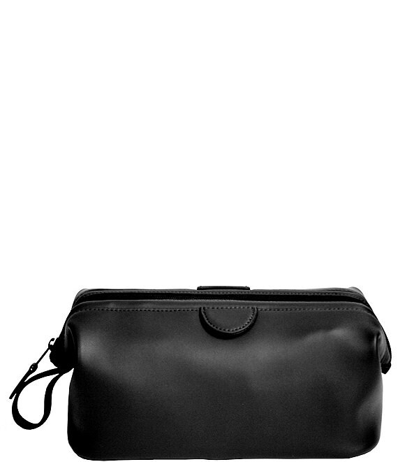 Color:Black - Image 1 - Leather Deluxe Toiletry Bag