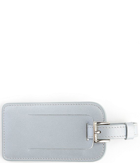 ROYCE New York Leather Luggage Tag with Silver Hardware, Silver - Image 1