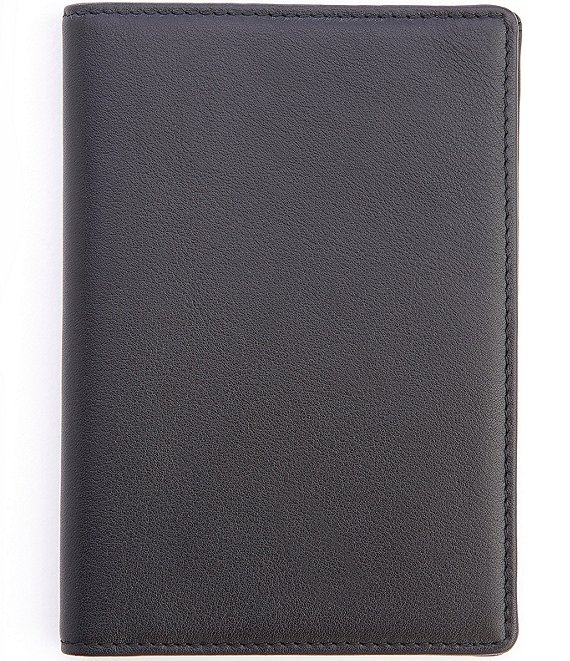 Color:Black - Image 1 - Leather Plain Passport Jacket