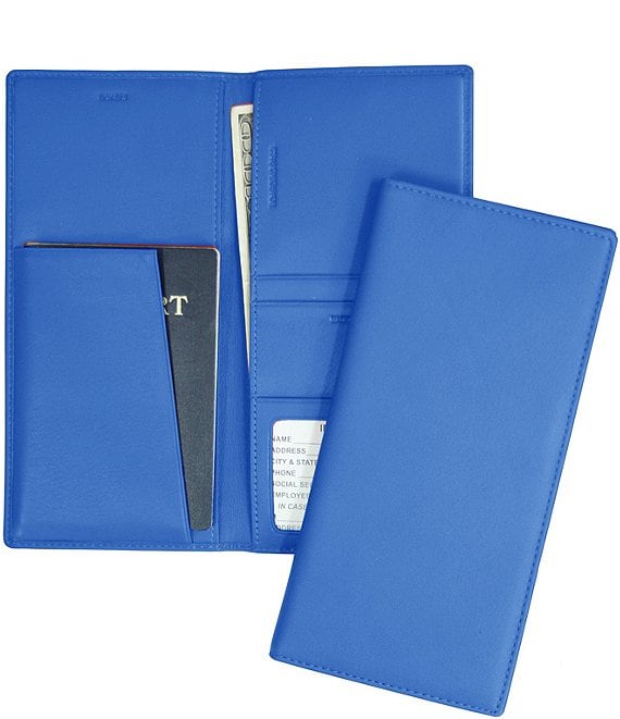 Color:Light Blue - Image 1 - Leather RFID Blocking Passport Ticket Holder