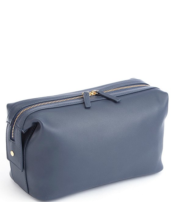 Royce New York Leather Weekender Duffel Bag - Navy Blue