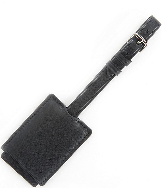 Color:Black - Image 1 - Retractable Leather Luggage Tag
