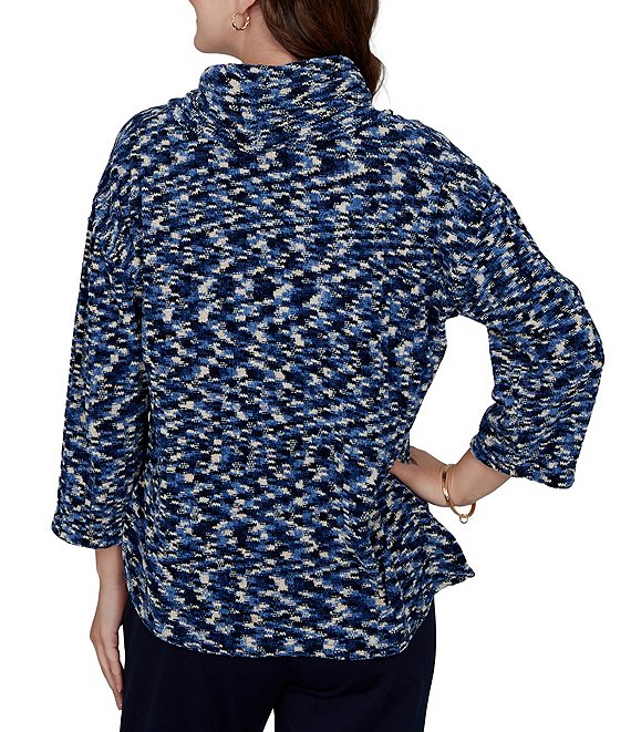 Ruby Rd. Chenille Knit Space Dye Draped 3/4 Sleeve Sweater | Dillard's